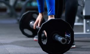 Someone lifting in one of the gyms in Bethesda