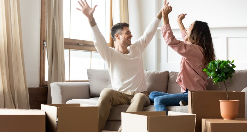 Happy couple tenants.