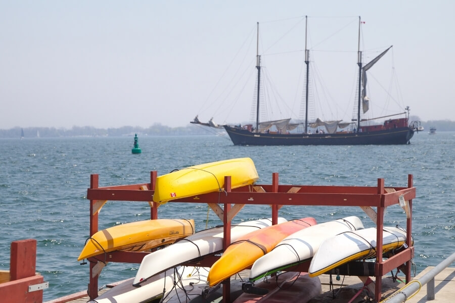 8 of the Best Spots for Kayaking in Northern Virginia 1 a group of kayaks stored in Old Town Alexandria’s Waterfront