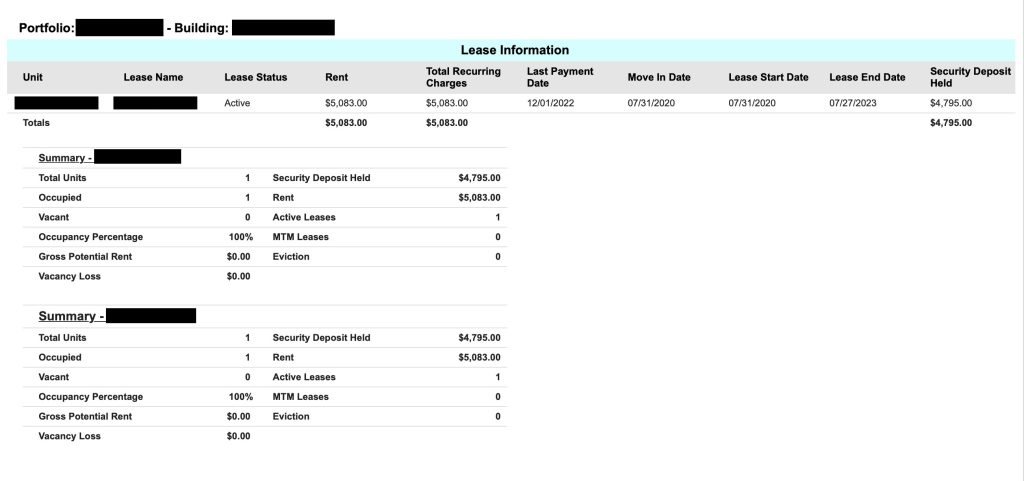 Enhanced Rent Roll Report