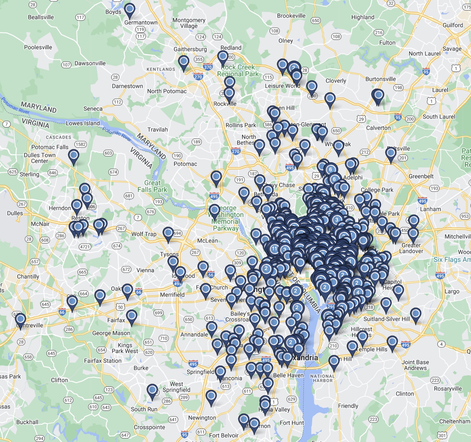 Map of our property management portfolio in Washington DC