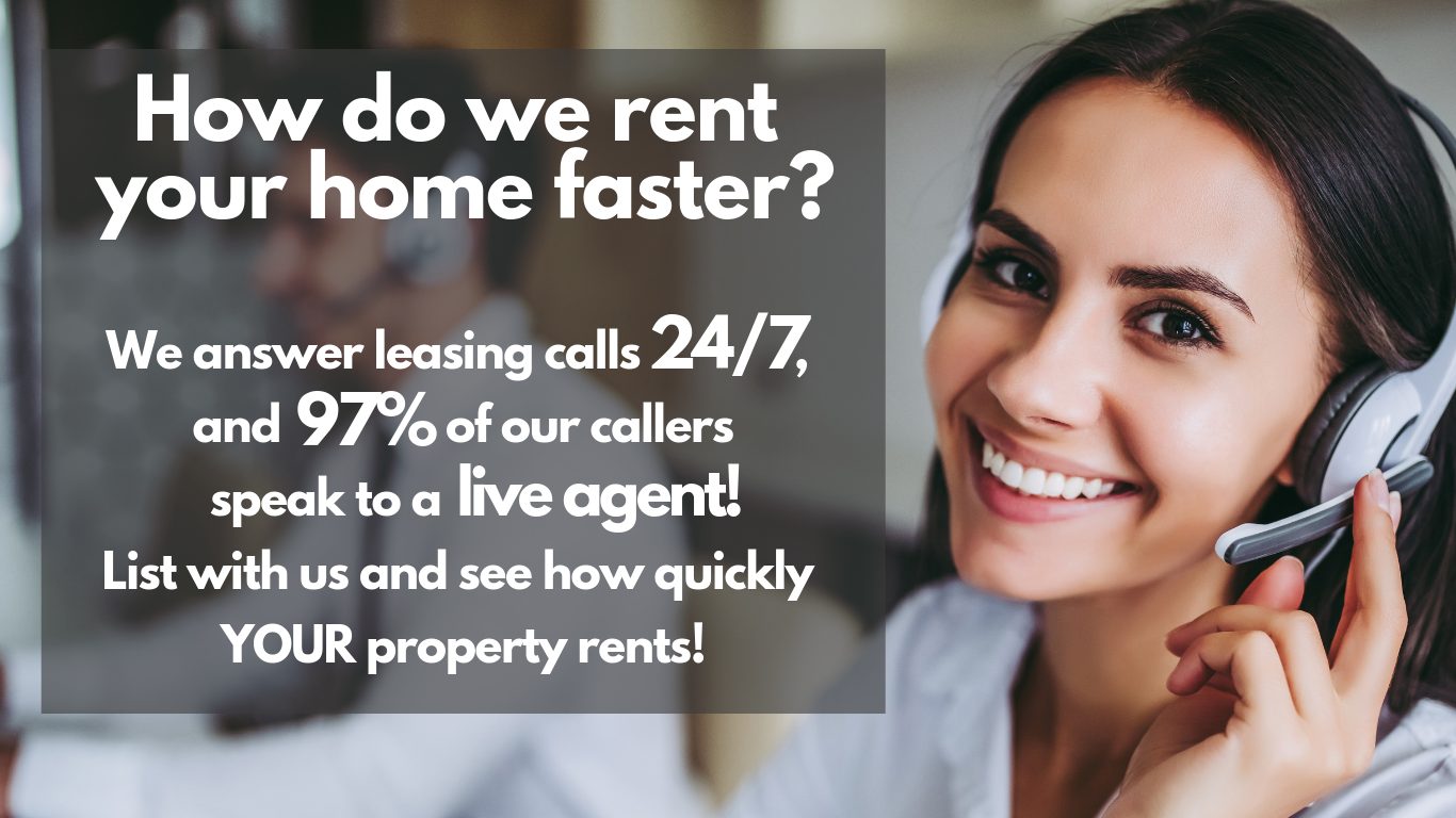 Image with text describing our property management answering service.