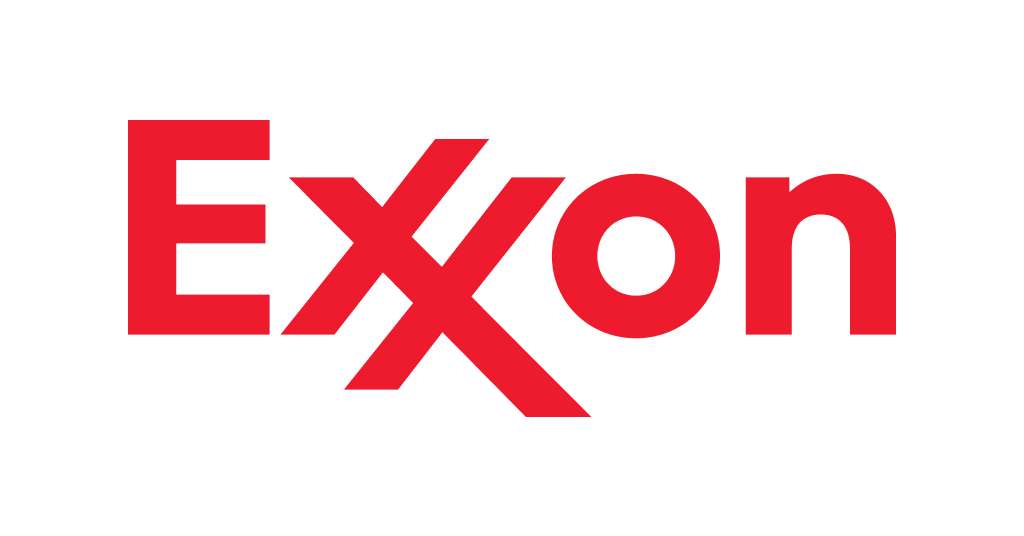 The Exxon logo in bold red letters, featuring a distinct overlapping double "X" design, representing the global oil and gas corporation.