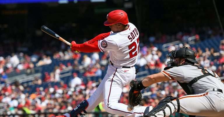 Washington Nationals Batter Swinging During MLB Game