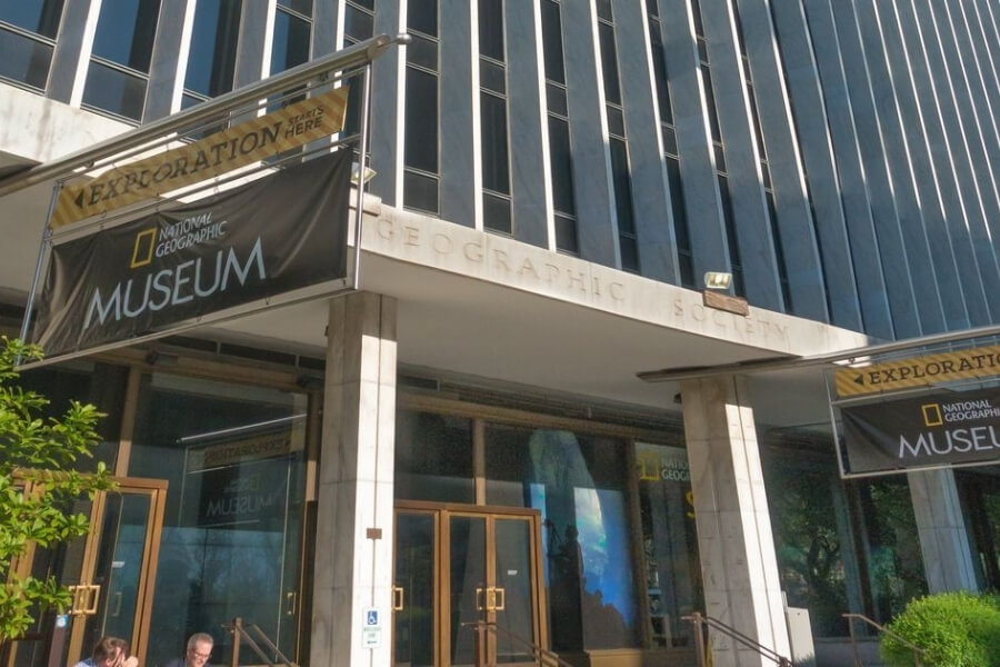 8 Outstanding Museums in Washington, D.C., You Need to Visit 3 upward angle view of the main entrance to the National Geographic Museum