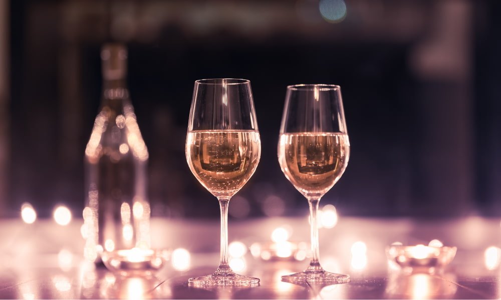 two wine glasses in falls church bar