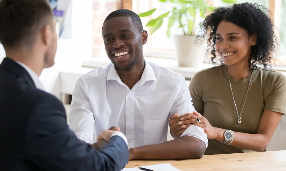 Landlord and tenants discussing insurance
