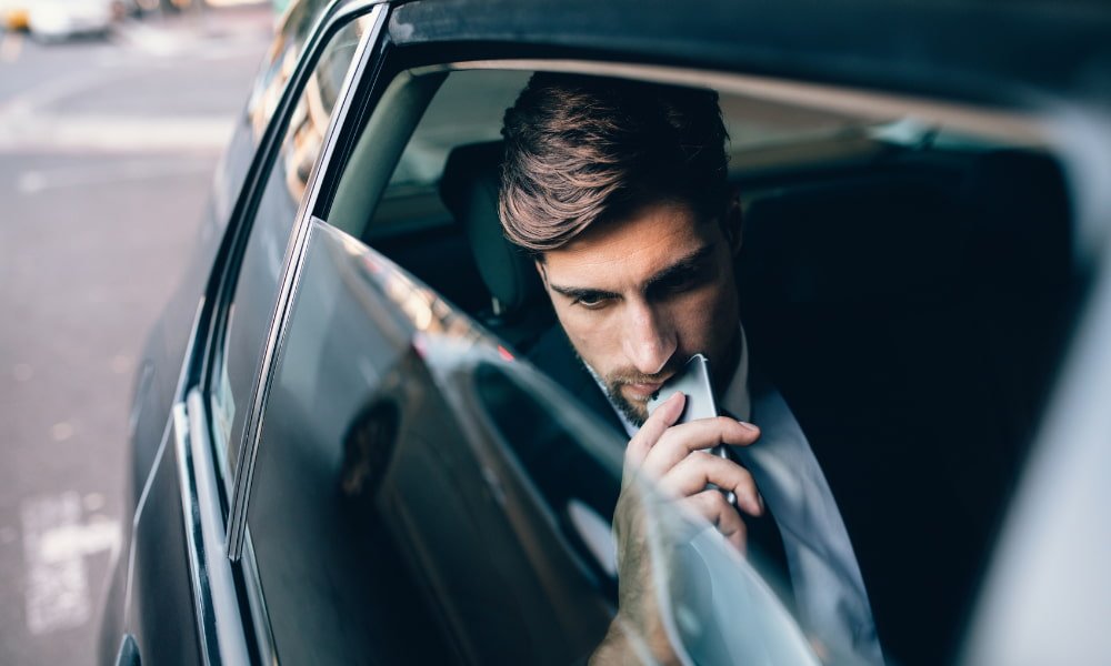 Man taking an Uber from Rockeville to DC