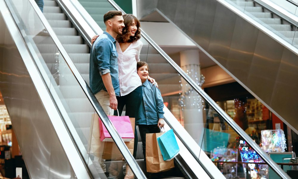 Family in a mall