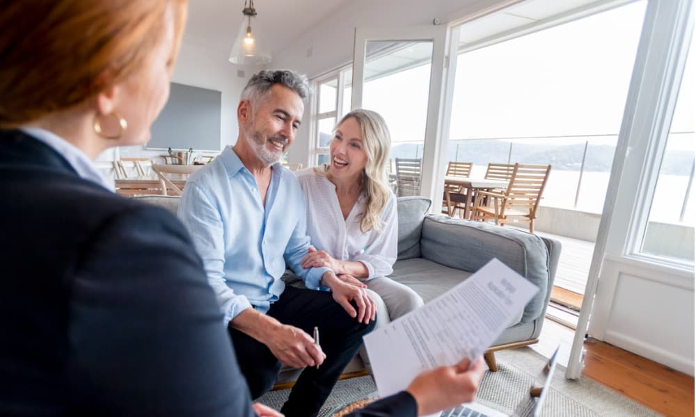 Couple discussing property management fees