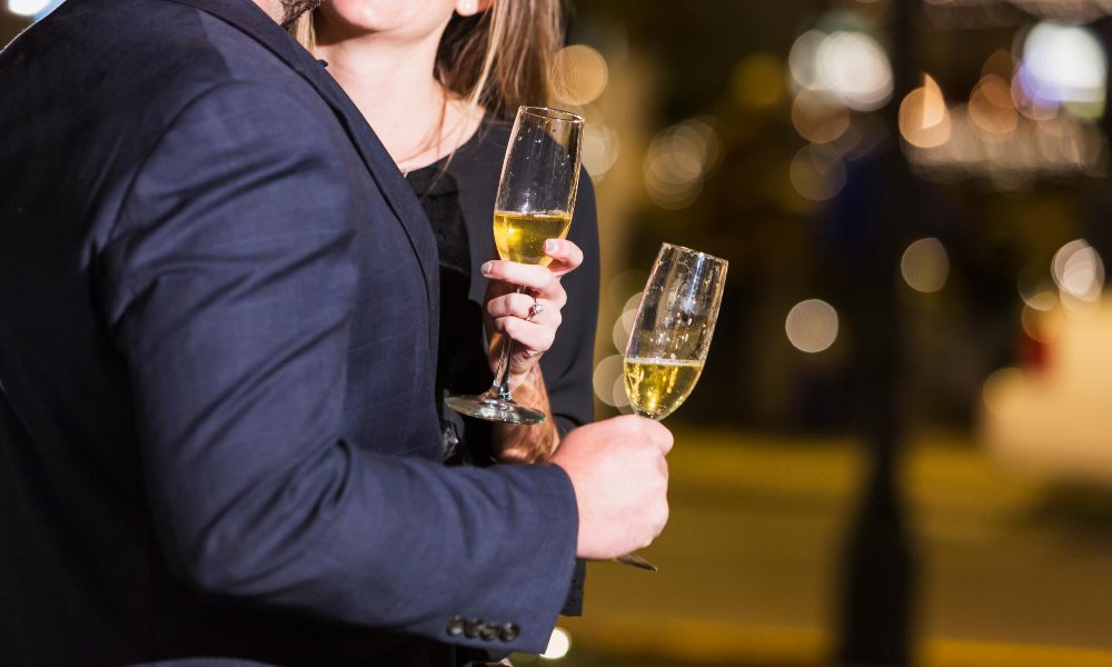 Couple out getting drinks